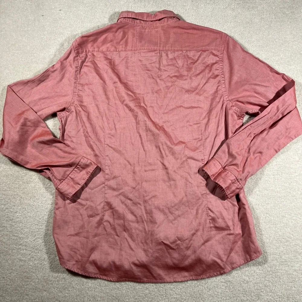 Guess Button Down Shirt Mens XXL Salmon Pink Slim Fit Long Sleeve Cotton‎ Oxford